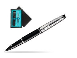 Waterman Expert Deluxe Black CT Rollerball pen  single wooden box  Black Single Turquoise