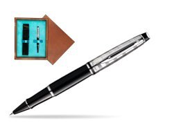 Waterman Expert Deluxe Black CT Rollerball pen in single wooden box  Mahogany Single Turquoise 