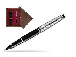 Waterman Expert Deluxe Black CT Rollerball pen in single wooden box  Wenge Single Maroon