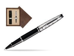 Waterman Expert Deluxe Black CT Rollerball pen in single wooden box  Wenge Single Ecru