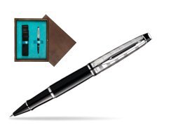 Waterman Expert Deluxe Black CT Rollerball pen in single wooden box  Wenge Single Turquoise 