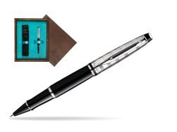 Waterman Expert Deluxe Black CT Rollerball pen in single wooden box  Wenge Single Turquoise 