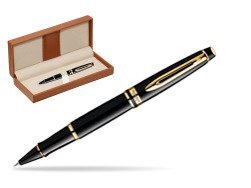 Waterman Expert Black GT Rollerball pen  in classic box brown