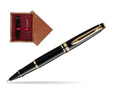 Waterman Expert Black GT Rollerball pen in single wooden box Mahogany Single Maroon