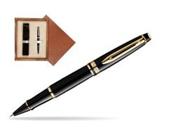 Waterman Expert Black GT Rollerball pen in single wooden box  Mahogany Single Ecru