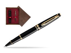 Waterman Expert Black GT Rollerball pen in single wooden box  Wenge Single Maroon