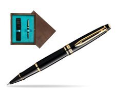 Waterman Expert Black GT Rollerball pen in single wooden box  Wenge Single Turquoise 