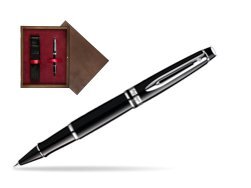 Waterman Expert Black CT Rollerball pen in single wooden box  Wenge Single Maroon