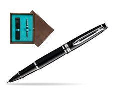 Waterman Expert Black CT Rollerball pen in single wooden box  Wenge Single Turquoise 