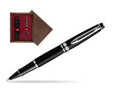 Waterman Expert Matt Black CT Rollerball pen in single wooden box  Wenge Single Maroon