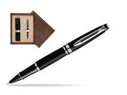 Waterman Expert Matt Black CT Rollerball pen in single wooden box  Wenge Single Ecru