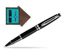 Waterman Expert Matt Black CT Rollerball pen in single wooden box  Wenge Single Turquoise 