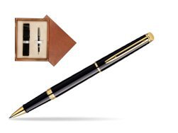 Waterman Hémisphère Black GT Rollerball pen in single wooden box  Mahogany Single Ecru