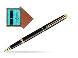 Waterman Hémisphère Black GT Rollerball pen in single wooden box  Mahogany Single Turquoise 