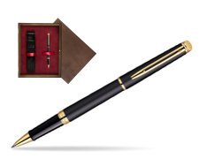 Waterman Hémisphère Matt Black GT Rollerball pen in single wooden box  Wenge Single Maroon