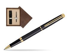 Waterman Hémisphère Matt Black GT Rollerball pen in single wooden box  Wenge Single Ecru