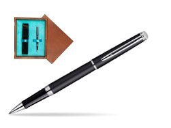 Waterman Hémisphère Matt Black CT Rollerball pen in single wooden box  Mahogany Single Turquoise 