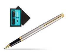 Waterman Hémisphère Stainless Steel GT Rollerball pen  single wooden box  Black Single Turquoise