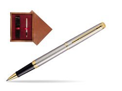 Waterman Hémisphère Stainless Steel GT Rollerball pen in single wooden box Mahogany Single Maroon