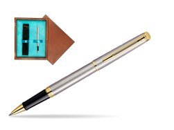 Waterman Hémisphère Stainless Steel GT Rollerball pen in single wooden box  Mahogany Single Turquoise 