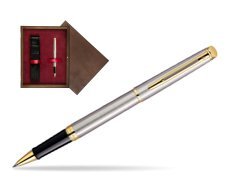 Waterman Hémisphère Stainless Steel GT Rollerball pen in single wooden box  Wenge Single Maroon