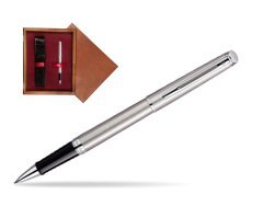 Waterman Hémisphère Stainless Steel CT Rollerball pen in single wooden box Mahogany Single Maroon