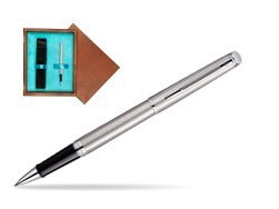 Waterman Hémisphère Stainless Steel CT Rollerball pen in single wooden box  Mahogany Single Turquoise 