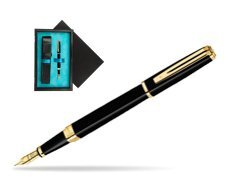 Waterman Exception Slim Black GT Fountain pen  single wooden box  Black Single Turquoise