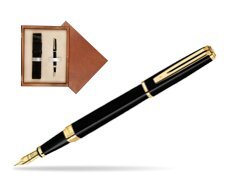 Waterman Exception Slim Black GT Fountain pen in single wooden box  Mahogany Single Ecru