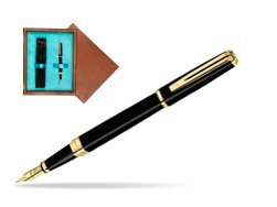 Waterman Exception Slim Black GT Fountain pen in single wooden box  Mahogany Single Turquoise 