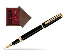 Waterman Exception Slim Black GT Fountain pen in single wooden box  Wenge Single Maroon