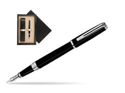 Waterman Exception Slim Black ST Fountain pen  single wooden box  Black Single Ecru