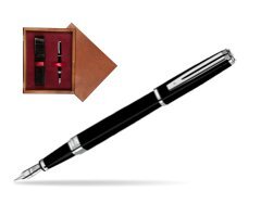 Waterman Exception Slim Black ST Fountain pen in single wooden box Mahogany Single Maroon