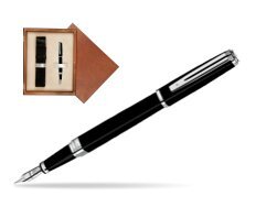 Waterman Exception Slim Black ST Fountain pen in single wooden box  Mahogany Single Ecru