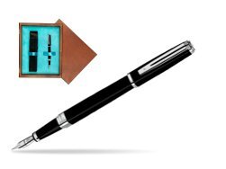 Waterman Exception Slim Black ST Fountain pen in single wooden box  Mahogany Single Turquoise 