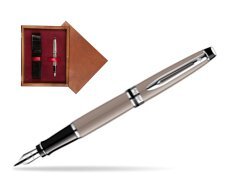 Waterman Expert Taupe CT Fountain pen in single wooden box Mahogany Single Maroon