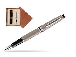 Waterman Expert Taupe CT Fountain pen in single wooden box  Mahogany Single Ecru