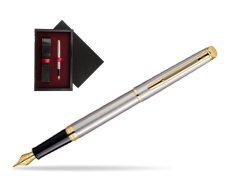 Waterman Hémisphère Stainless Steel GT Fountain pen  single wooden box  Black Single Maroon