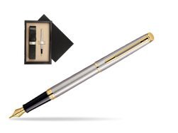 Waterman Hémisphère Stainless Steel GT Fountain pen  single wooden box  Black Single Ecru