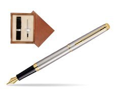 Waterman Hémisphère Stainless Steel GT Fountain pen in single wooden box  Mahogany Single Ecru