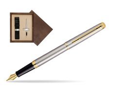 Waterman Hémisphère Stainless Steel GT Fountain pen in single wooden box  Wenge Single Ecru