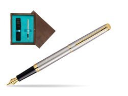 Waterman Hémisphère Stainless Steel GT Fountain pen in single wooden box  Wenge Single Turquoise 