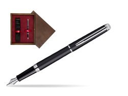 Waterman Hémisphère Matt Black CT Fountain pen in single wooden box  Wenge Single Maroon