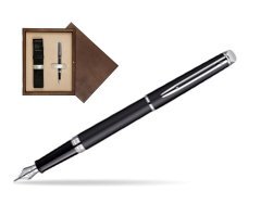 Waterman Hémisphère Matt Black CT Fountain pen in single wooden box  Wenge Single Ecru