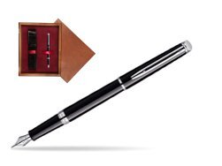 Waterman Hémisphère Black CT Fountain pen in single wooden box Mahogany Single Maroon