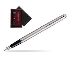 Waterman Hémisphère Stainless Steel CT Fountain pen  single wooden box  Black Single Maroon