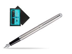 Waterman Hémisphère Stainless Steel CT Fountain pen  single wooden box  Black Single Turquoise