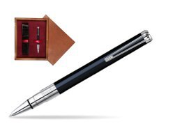 Waterman Perspective Black CT Ballpoint pen in single wooden box Mahogany Single Maroon