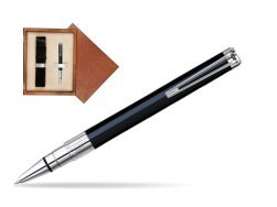 Waterman Perspective Black CT Ballpoint pen in single wooden box  Mahogany Single Ecru