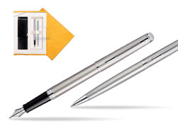 Waterman Hémisphère Stainless Steel CT Fountain pen + Hémisphère Stainless Steel CT Ballpoint pen in gift box